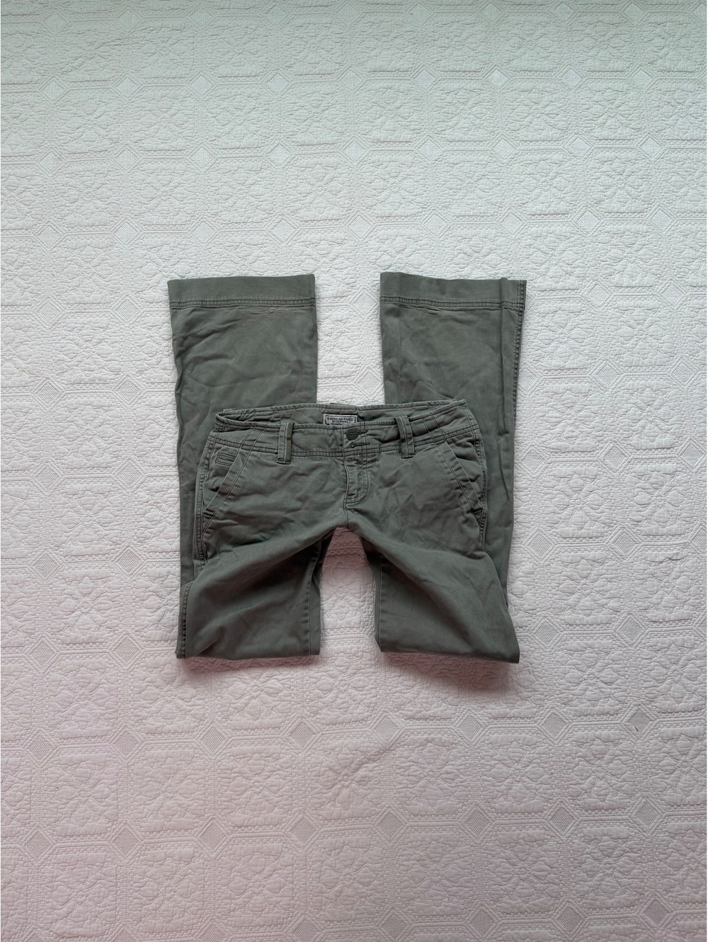 Y2K vintage low rise American Eagle Outfitters Women's Size 4 Green flared Pants